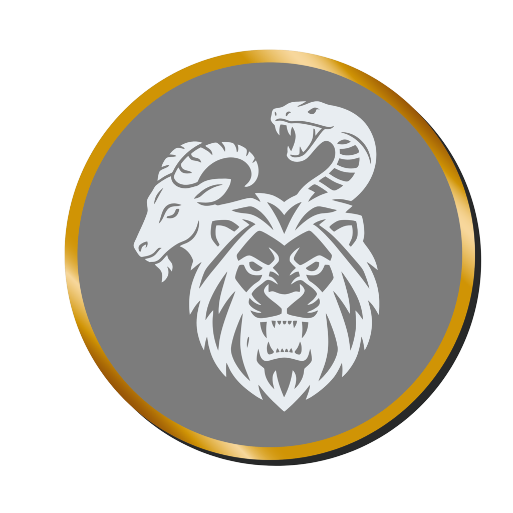 icon of a lion, goat and snake head representing the chimaera Shadow Stalker